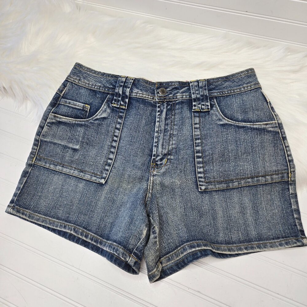 Vintage NorthCrest Jean Shorts Women's Size 14 Blue Denim Flap Back Pockets NWT